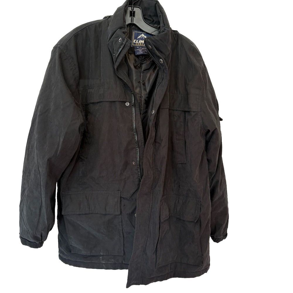 EUC Climate Concepts Coat Outdoor Jacket Hooded Mens Large Black‎ Long Sleeves